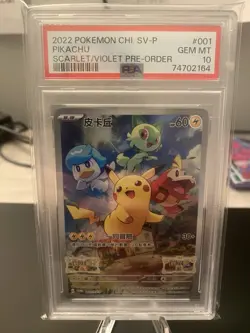 PSA 10 Pikachu Chinese Promo 001/SV-P 2022 Pokemon Scarlet & Violet Pre-Order ?? - Image 1