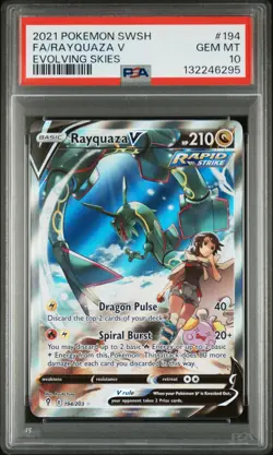 2021 POKEMON SWORD & SHIELD EVOLVING SKIES #194 FULL ART/RAYQUAZA V PSA 10 - Image 1