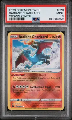 RADIANT CHARIZARD #020 SHINY HOLO 2023 POKEMON SWSH CROWN ZENITH PSA 9 MINT - Image 1