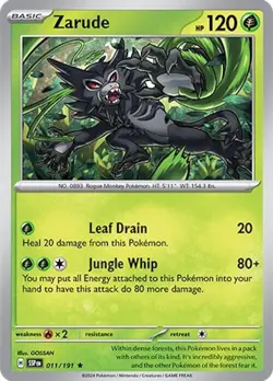 Zarude 011/191 Holo Rare LP-NM - Pokemon Scarlet & Violet Surging Sparks SSP - Image 3