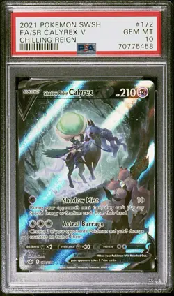 Shadow Rider Calyrex V 172 PSA 10 Pokemon Sword & Shield Chilling Reign Alt Art - Image 1