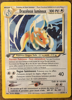 Pokemon Light Dragonite Neo Destiny 1st Edition Holo - Moderately Played French - Image 1