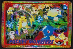 Vintage 1998 Raichu Snorlax Bandai Pokemon Japanese Vending Prism Sticker - Image 1