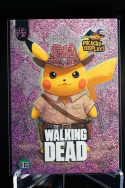 Walking Dead #E13 Pink Holo Box Hit Pikachu Cosplay Pokemon Card - Image 1