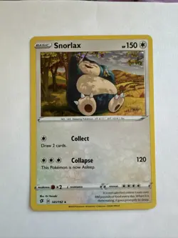 Snorlax HOLO RARE card 141/192 SWSH 2020 Pokemon TCG - Image 1