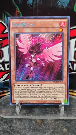 RED NOVA 1st Edition YU-GI-OH Foil Holo Trading Card DRL3-EN017 - Image 1