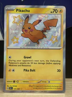 Pokemon Pikachu TCG Holo Shiny Rare Card Paldean Fates 131/091 - Image 2