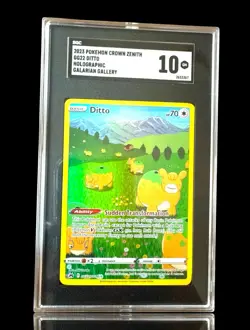 ‼2023 POKEMON CROWN ZENITH GG22 DITTO HOLO GALARIAN GALLERY GRADE 10!💨 - Image 1