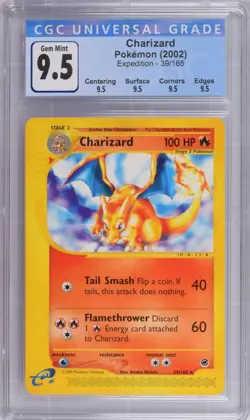 POKEMON EXPEDITION CHARIZARD 39/165 RARE CGC 9.5 GEM MINT Subgrades - Image 1