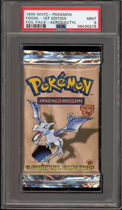 Pokemon Fossil 1st Edition Aerodactyl Art Authentic Sealed Booster Pack PSA 9 - Image 1