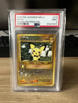 PSA 9 Pichu Reverse Foil Promo #172 Neo 2 Japanese Pokemon 2000 - Image 1