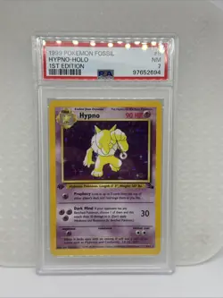 1999 POKEMON FOSSIL 1ST EDITION #8 HYPNO-HOLO PSA 7 - Image 1