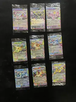 Prismatic Evolutions Surprise Box Sealed Stamp Ex Promo Cards 9/9 Complete Set - Image 1