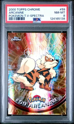 2000 TOPPS CHROME POKEMON T.V. SPECTRA #59 ARCANINE PSA 8 - Image 1