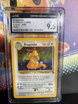 Pokemon Dragonite Fossil Unlimited Holo 4/62, CGC 9.5 - Image 1