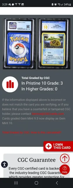 (POP 3) CGC 10 PRISTINE Feebas 61/101 Ex Hidden Legends Pokemon Card 2004 - Image 4