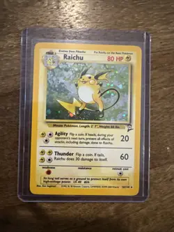 Pokemon TCG Raichu Base Set 2 Holo Unlimited Holo Rare Card 16/130 LP Condition - Image 1
