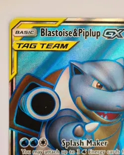 Pokemon TCG Blastoise & Piplup GX Card 214/236 - Tag Team SM Cosmic Eclipse Set - Image 2