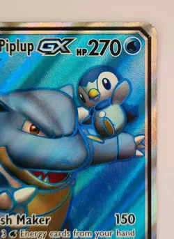 Pokemon TCG Blastoise & Piplup GX Card 214/236 - Tag Team SM Cosmic Eclipse Set - Image 3