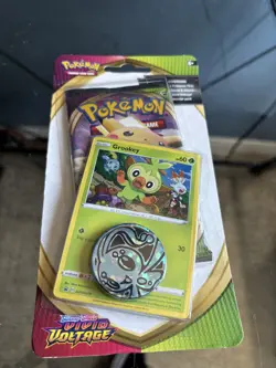 Pokemon TCG Vivid Voltage Grookey Booster Pack With Coin - Factory Sealed - Image 1