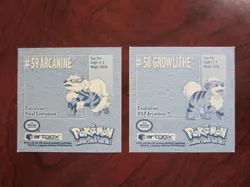 ARCANINE 59 GROWLITHE 58 POKEMON ARTBOX 2 STICKER LOT 1999 NM - Image 2