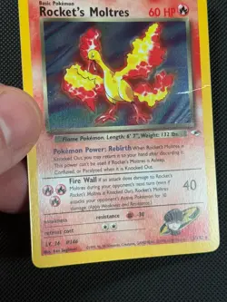 Rocket's Moltres 12/132 HOLO Pokemon Card WOTC Gym Heroes Holo Rare - Image 4