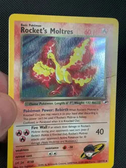 Rocket's Moltres 12/132 HOLO Pokemon Card WOTC Gym Heroes Holo Rare - Image 5