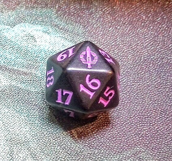 MTG - March of the Machine Prerelease D20 Spindown Counter - Black/Purple - Image 1