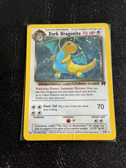 Pokemon Team Rocket Dark Dragonite Holo Rare TCG Card 5/82 - SWIRL - Image 1