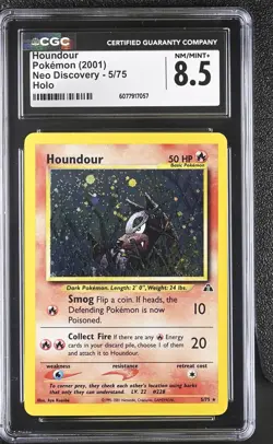 CGC 8.5 Houndour 2001 Neo Discovery 5/75 Holo SWIRL Pokemon Card - Image 1