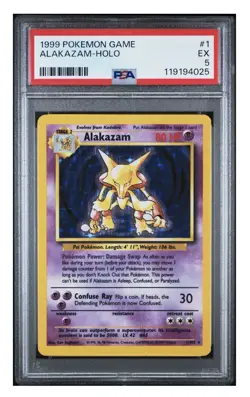Alakazam Holo #1/102 PSA 5 - 999 Pokemon Game Base Set Unlimited, Free Shipping - Image 1