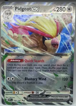 Pidgeot ex (164/197) Regular Print Double Rare- 2023 Pokemon TCG Obsidian Flames - Image 1