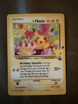 Pokemon TCG Birthday Pikachu Trading Card #24 Celebrations Classic Collection - Image 1
