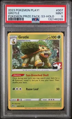 2023 Pokemon Play! Prize Pack Series 3 HOLO GROTLE PSA 9 MINT - Image 1