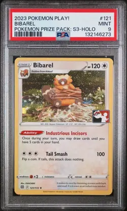 2023 Pokemon Play! Bibarel Prize Pack Series 3 PSA 9 MINT - Image 1