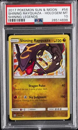 2017 POKEMON SUN & MOON SHINING LEGENDS #56 SHINING RAYQUAZA-HOLO PSA 10 - Image 1
