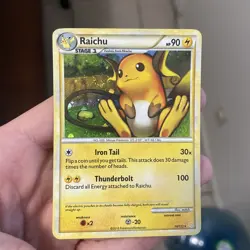 Pokemon TCG Raichu HeartGold SoulSilver Holo Card 10/123 Rare *SWIRL* IR - Image 1