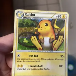 Pokemon TCG Raichu HeartGold SoulSilver Holo Card 10/123 Rare *SWIRL* IR - Image 3