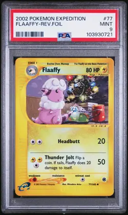 2002 POKEMON EXPEDITION #77 FLAAFFY-REVERSE FOIL PSA 9 - Image 1
