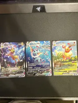 Pokemon TCG Sword&Shield Flareon Vaporeon Jolteon VMAX 3-Card Set NM - Image 1