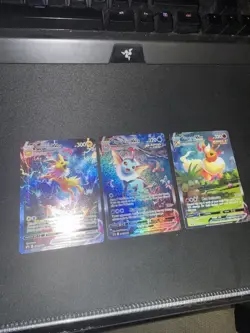 Pokemon TCG Sword&Shield Flareon Vaporeon Jolteon VMAX 3-Card Set NM - Image 2