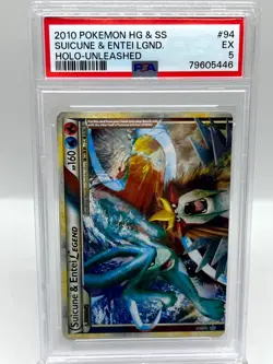 Suicune & Entei Legend (Top) 94/95 Unleashed Secret Pokemon Card PSA Graded Slab - Image 1