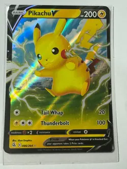 Pikachu V 086/264 Fusion Strike Ultra Rare Holo Pokemon TCG Card NM - Image 1