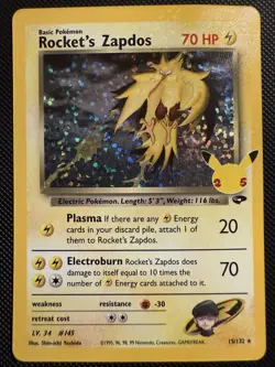 Rockets Zapdos Gym Challenge Holo Card 15/132 Mint - Image 1