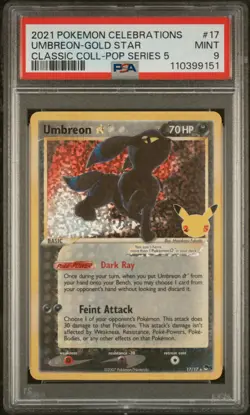 PSA 9 MINT Umbreon Gold Star 17/17 Celebrations Holo Pokemon Card - Image 1