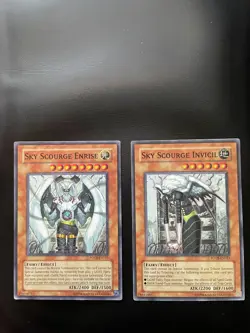 Yugioh Sky Scourge Invicil FOTB-EN023 + Sky Scourge Enrise FOTB-EN021 Damaged X2 - Image 1