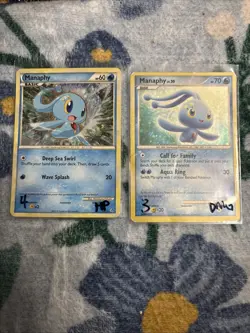 Pokemon TCG Manaphy Holo HS Unleashed 3/95 Rare Card & 4/12 HP/DMG Lot - Image 1