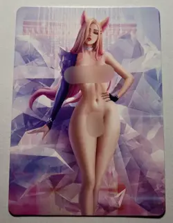 SEXY HEROINE WAIFU Ahri LEAGUE OF LEGENDS ACG PRISMATIC HOLOFOIL CARD NM - Image 2