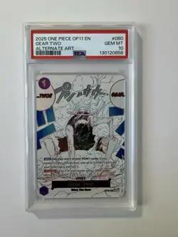 Gear Two PSA 10 One Piece English Card Luffy D. Monkey OP11-080 Alt Art 2025 - Image 1