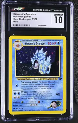 CGC 10 GEM MINT Giovanni's Gyarados Gym Challenge 5/132 Holo SWIRL Pokemon Card - Image 1